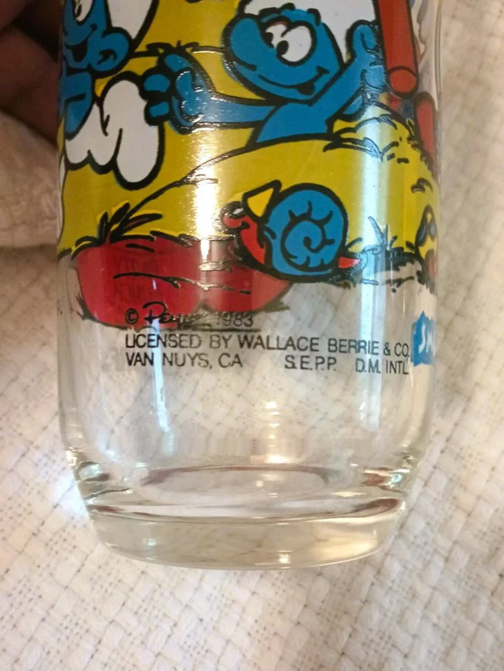 Smurfs Vintage Set Of 4 Drinking Glasses 1983 Handy, Papa, Clumsy, Baker Smurf